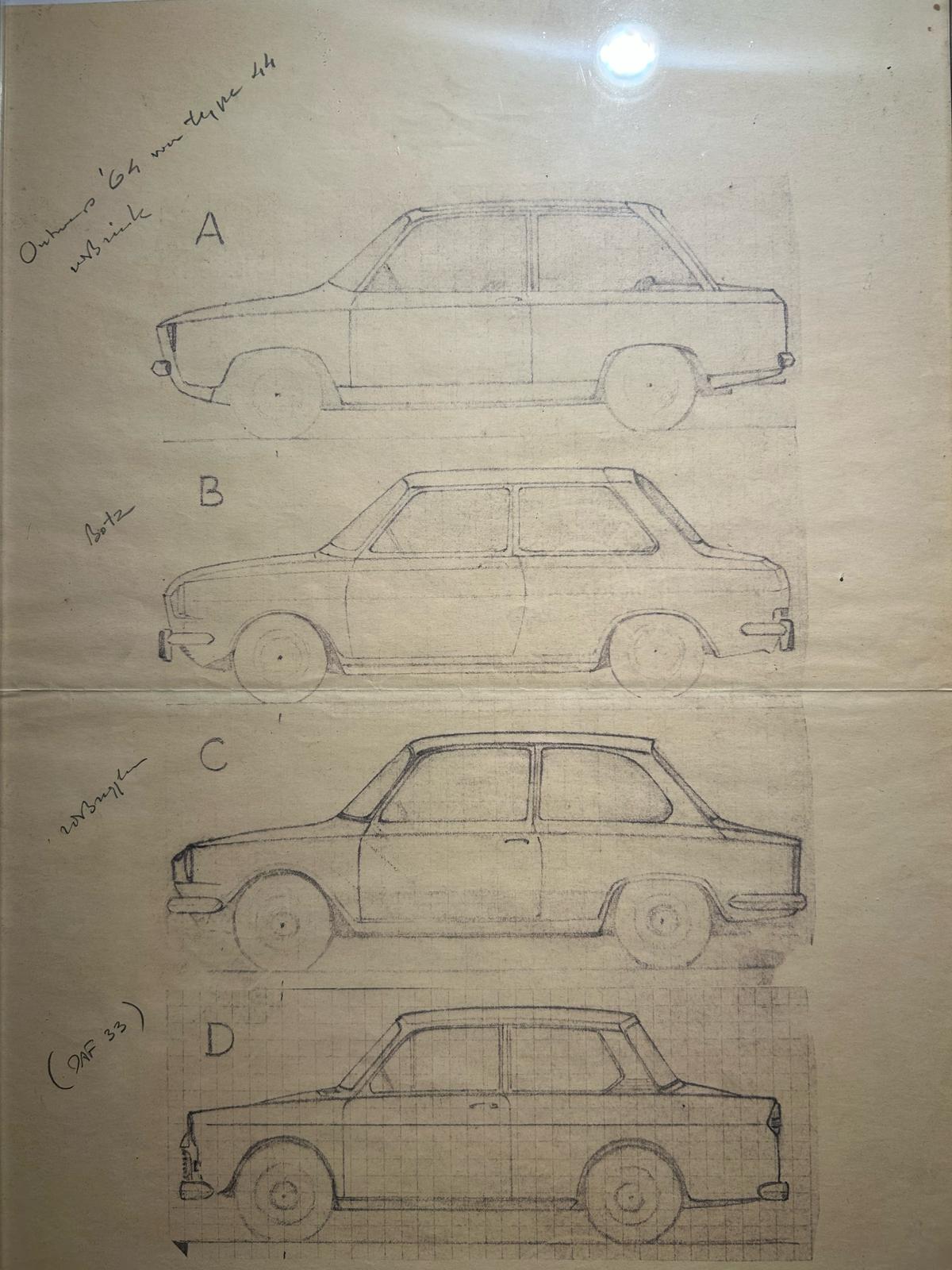 Ontwerpschetsen Daf 44 (1964): ontwerpen van Van den Brink, Botz en Van der Brugghen