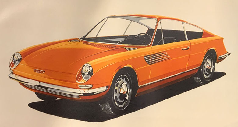 Daf P40 GT - ontwerpschets van Michelotti's ontwerpstudio